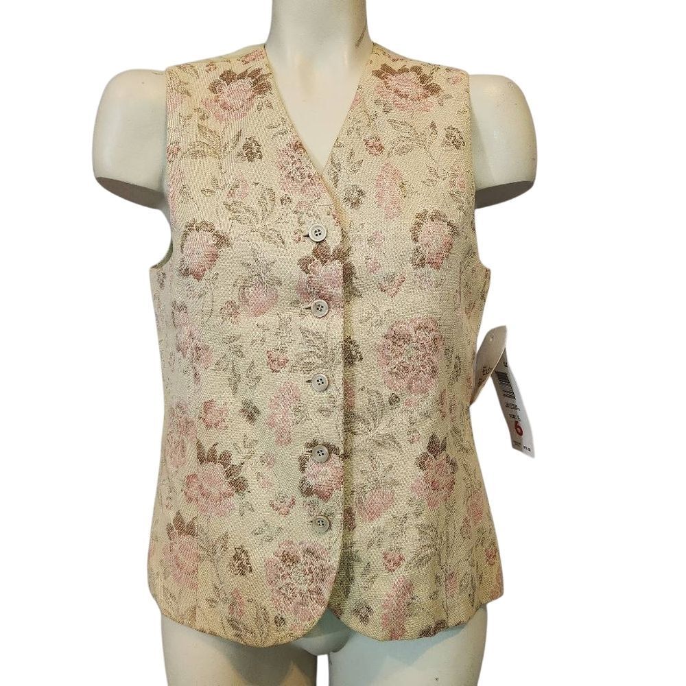 Liz Claiborne Cafe Collections Floral Vest Size 6 Petite